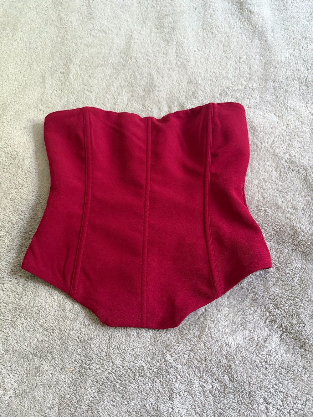 White Fox Boutique Strapless Corset Top in Bright Red